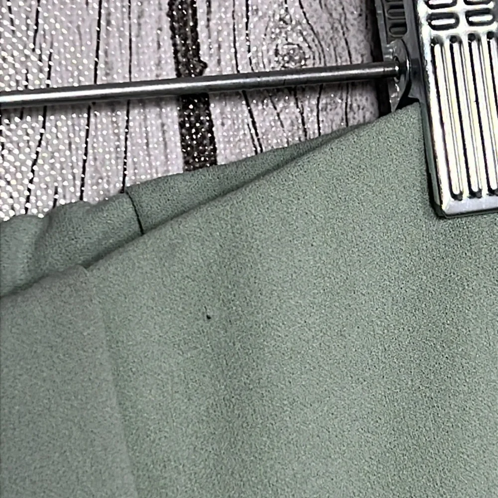 ASOS DESIGN jersey suit low rider baby kick flare pants in sage size 12p